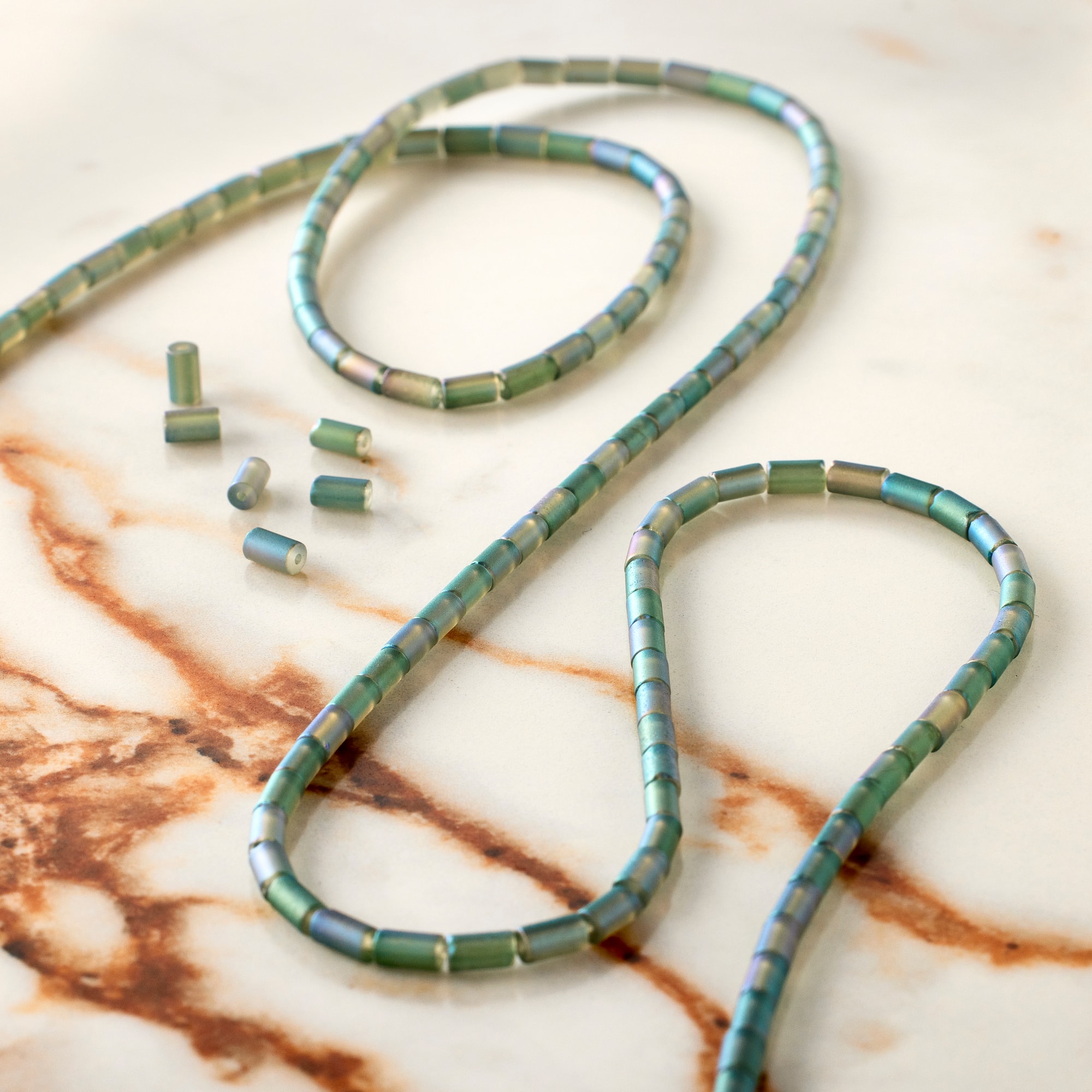 Blue Matte Glass Tube Beads, 2.5mm by Bead Landing™